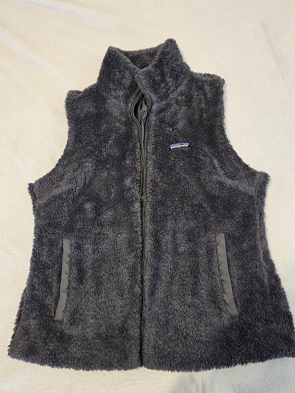 Patagonia Womens Los Gatos Fleece Vest Size L Gray READ - MISSING ZIPPER READ